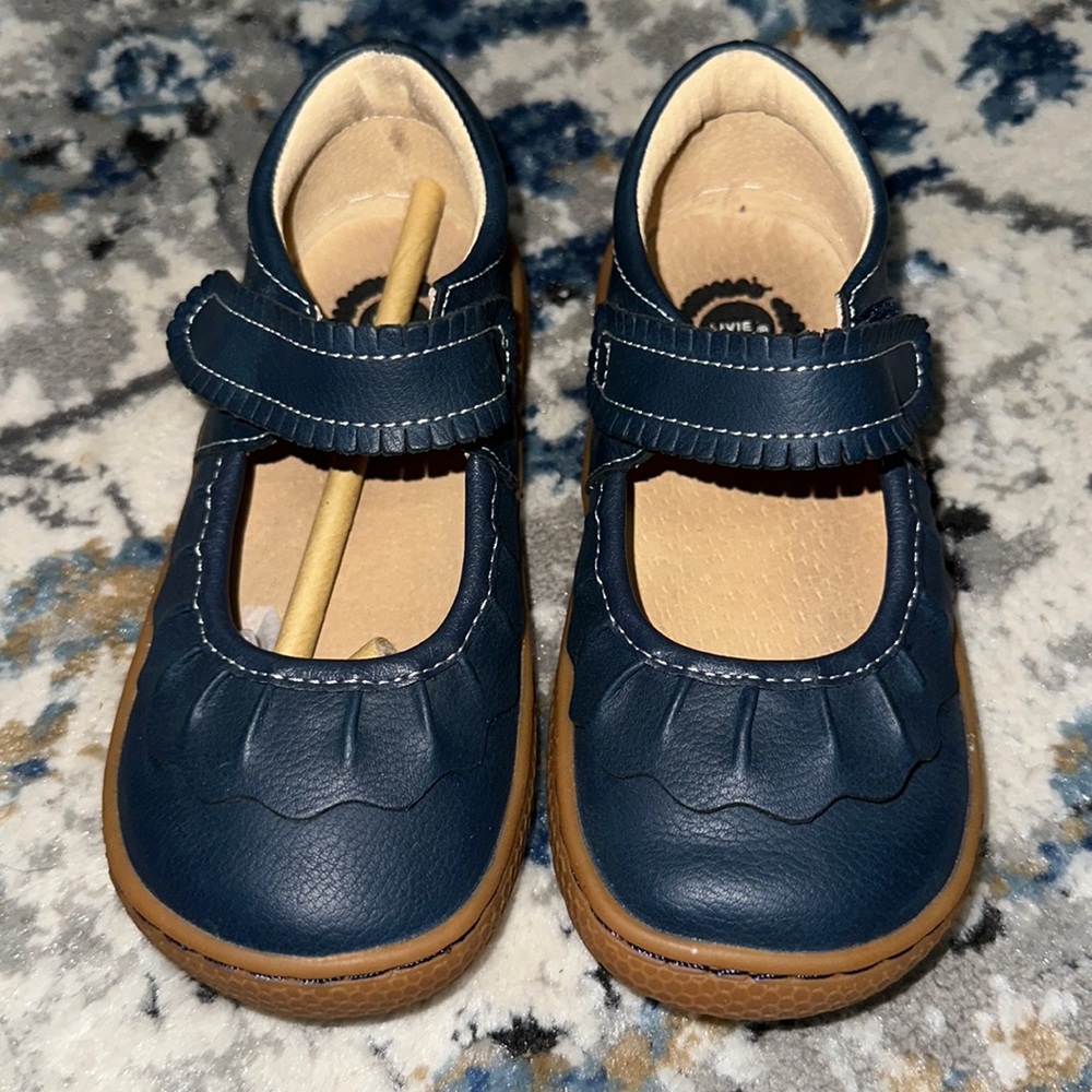 Livie & Luca Size 9 Ruche Navy Blue Shoes- Toddler.
